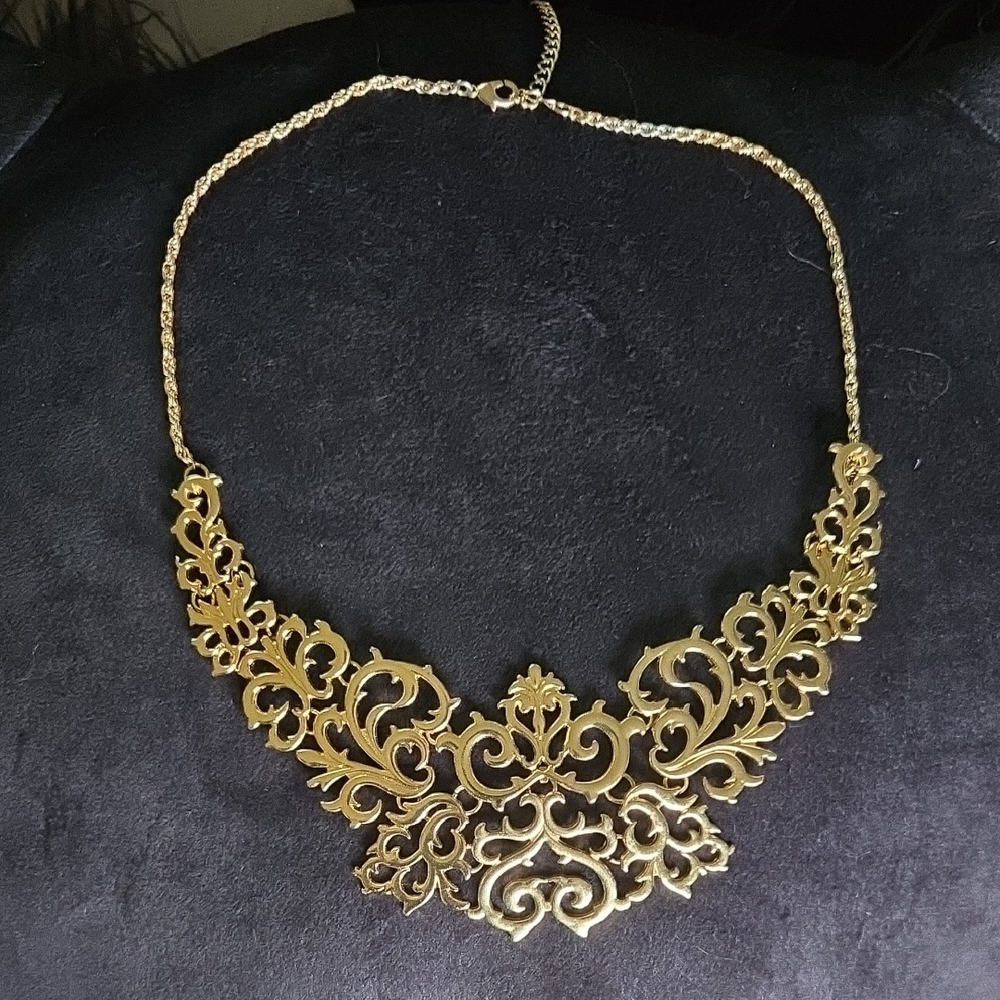 Gold Filigree Bib Necklace